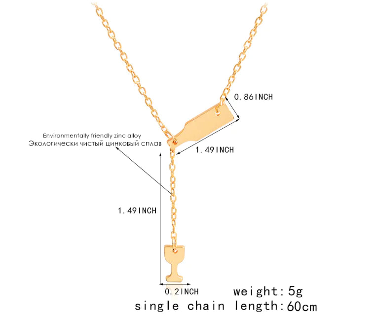 Wine Glass Pendant Necklace, Wine Bottle Charm