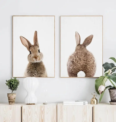 2 pc. Whimsical Bunny Rabbit Wall Art for Kids of all ages.