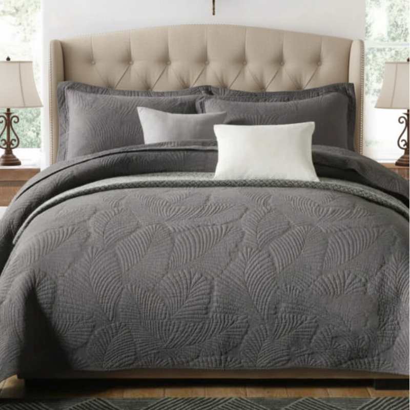 Quilted Cotton Bedding Set – 3-Piece Coverlet & Pillow Shams