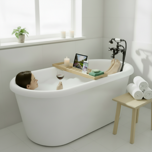 Bamboo Bath Caddy Shelf - Expandable Luxury