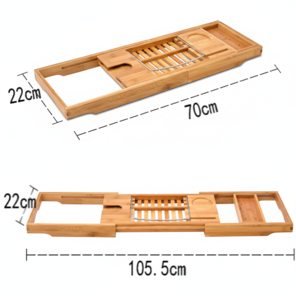 Bamboo Bath Caddy Shelf - Expandable Luxury