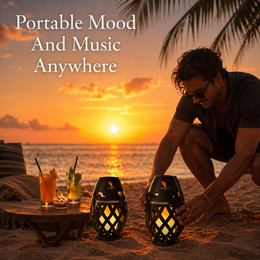 Bocinas Bluetooth Tiki Torch - Sin llama, luz cálida LED, juego de 2