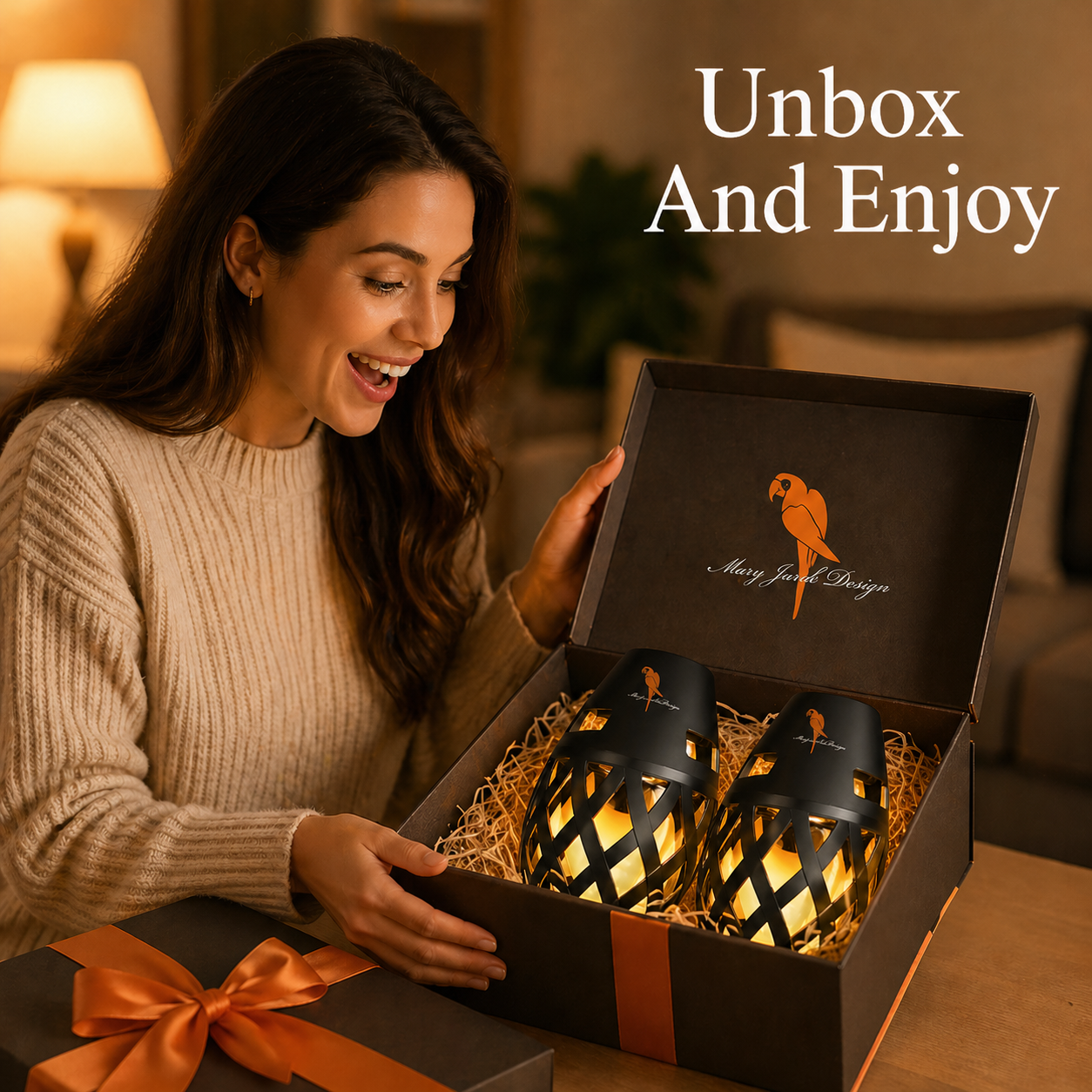 Tiki Torch Bluetooth Speakers - Flameless, Warm, LED Light, Set of 2