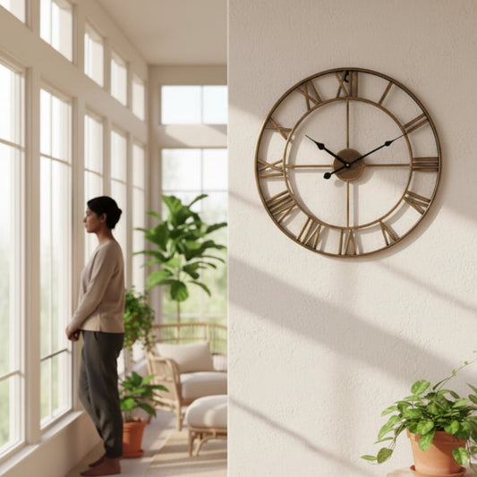 Silent Vintage-Style Iron Wall Clock - Quiet and Industrial