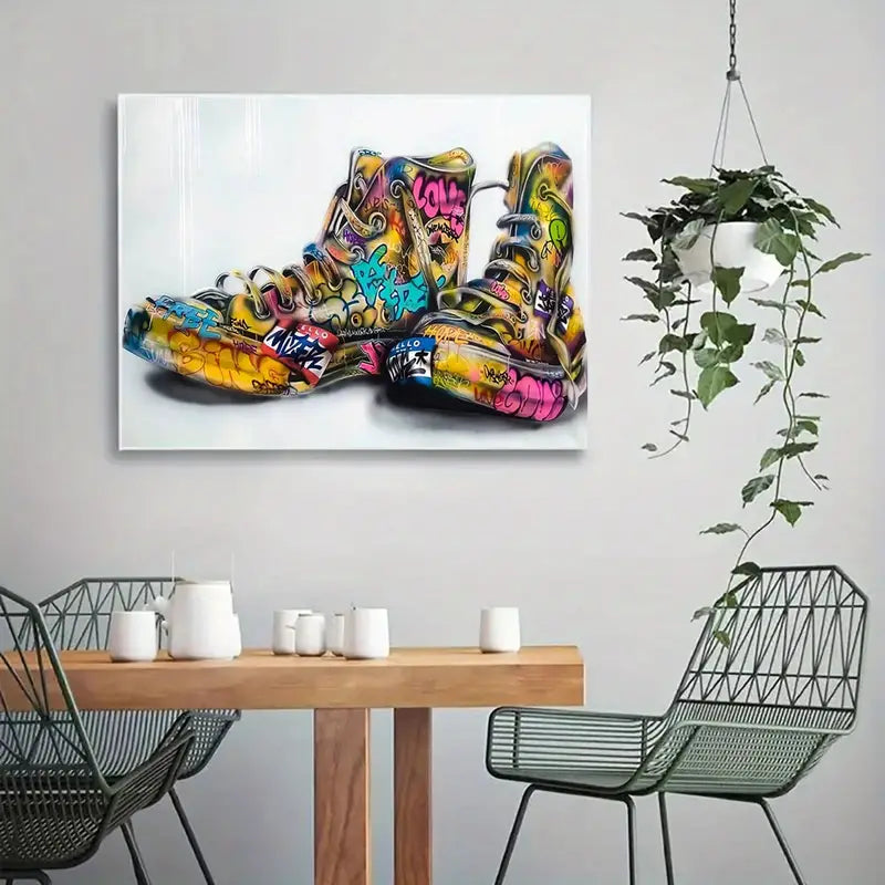 Abstract Graffiti Shoes Canvas Wall Art