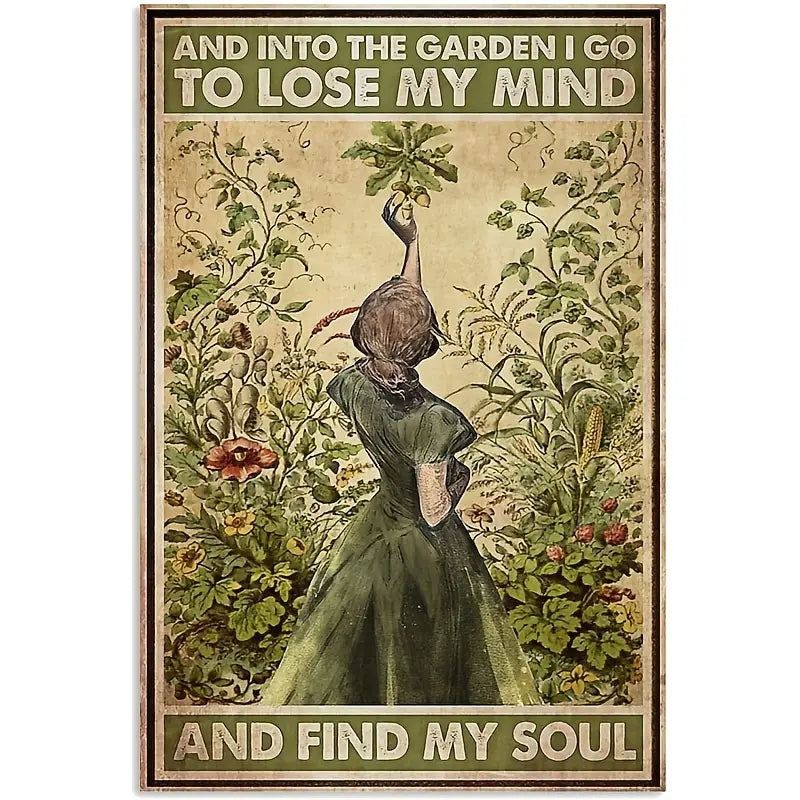 Retro Metal Wall Art - Into The Garden I Go