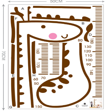 Fun Giraffe Height Growth Chart Wall Stickers