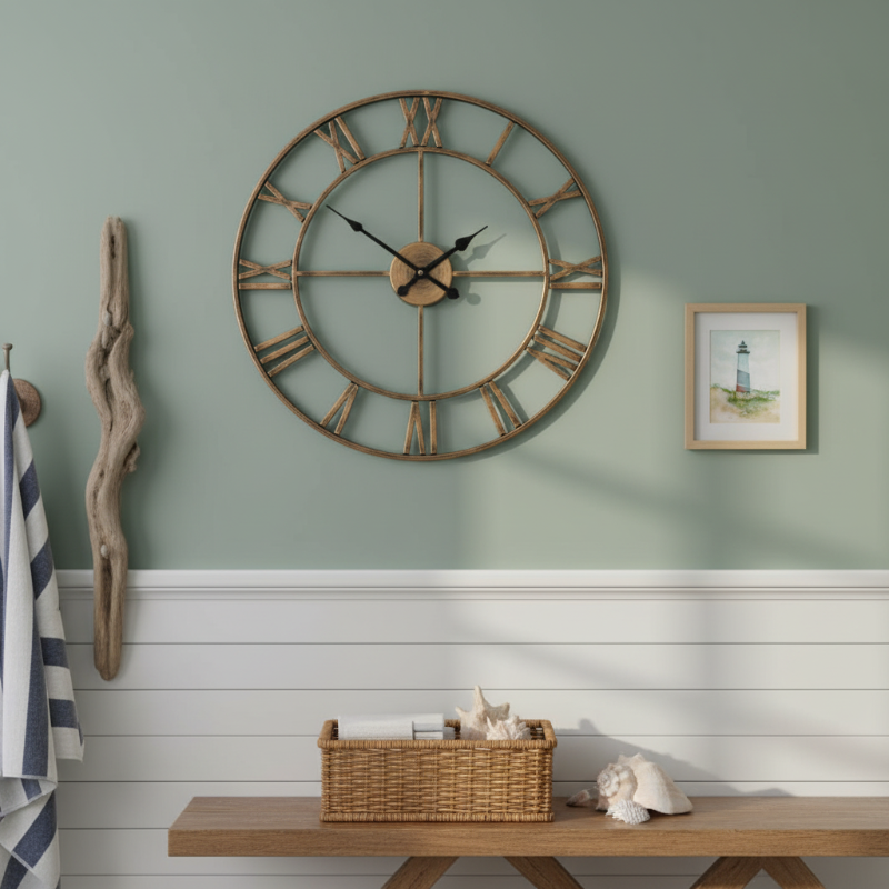 Silent Vintage-Style Iron Wall Clock - Quiet and Industrial