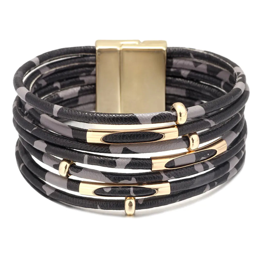 Woman's Bohemian Leopard Print Leather Bracelet