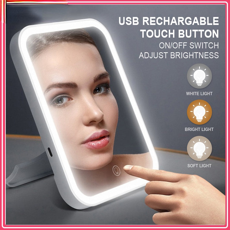 Smart Touch Lighted Makeup Mirror –  Adjustable Brightness, Touch Screen & Portable