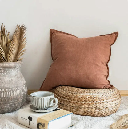 Linen Throw Pillow – Stylish Soft Cotton Filled Linen Blend Cushion
