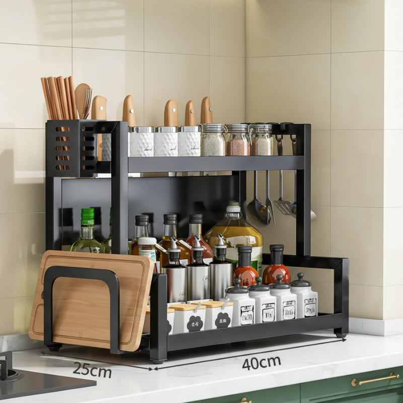Multi-tier Kitchen Rack for condiments, spices, knives & utensils - Space-saving & stylish