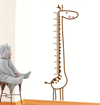 Fun Giraffe Height Growth Chart Wall Stickers