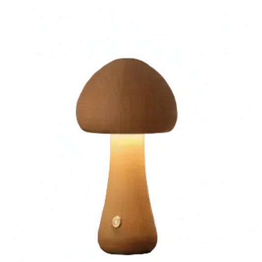 Nature-Inspired Wooden Mushroom LED Touch Lamp