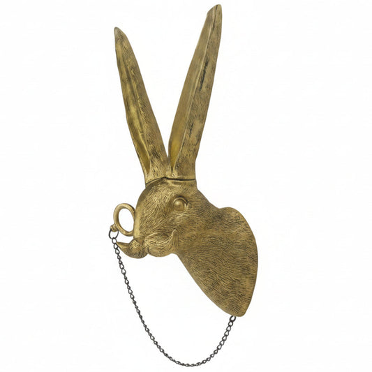 Escultura de pared de cabeza de conejo vintage con monóculo - Encanto caprichoso