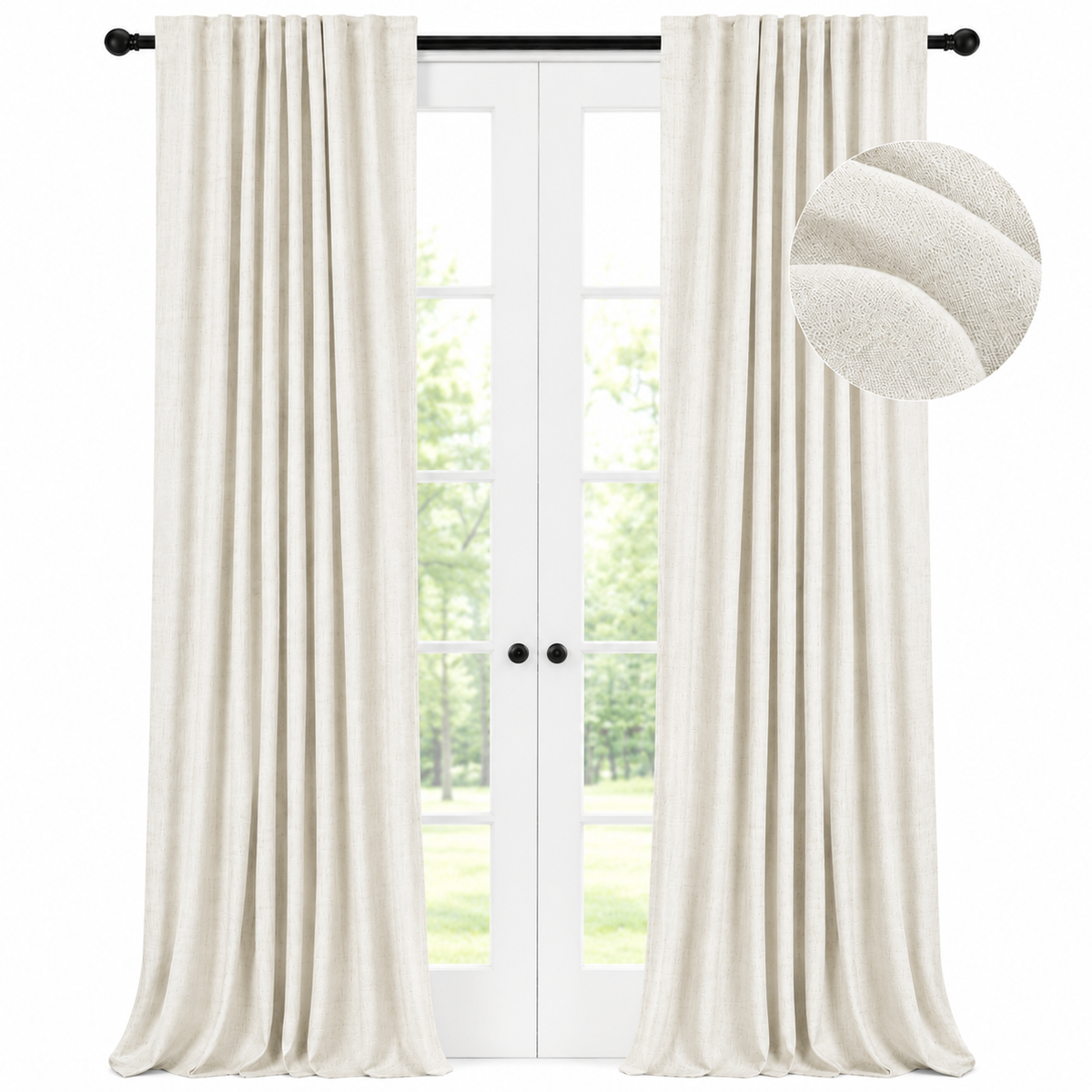 Insulated Linen-Look Full Blackout Curtains – Total Light Control, 2 Pc Set