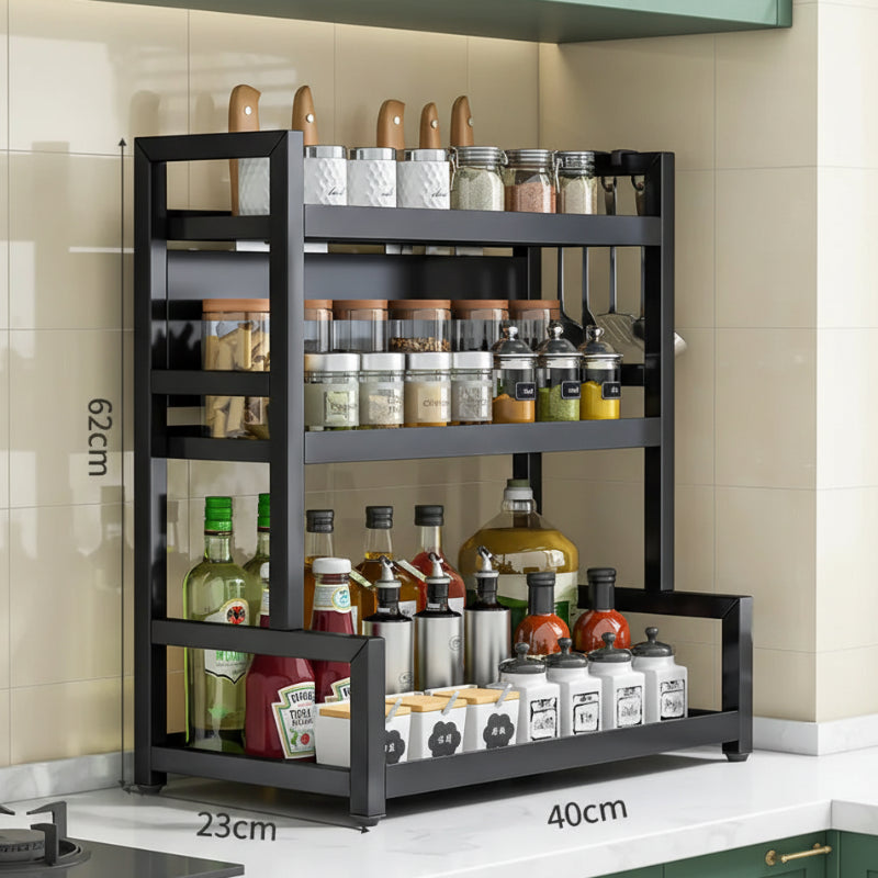 Multi-tier Kitchen Rack for condiments, spices, knives & utensils - Space-saving & stylish
