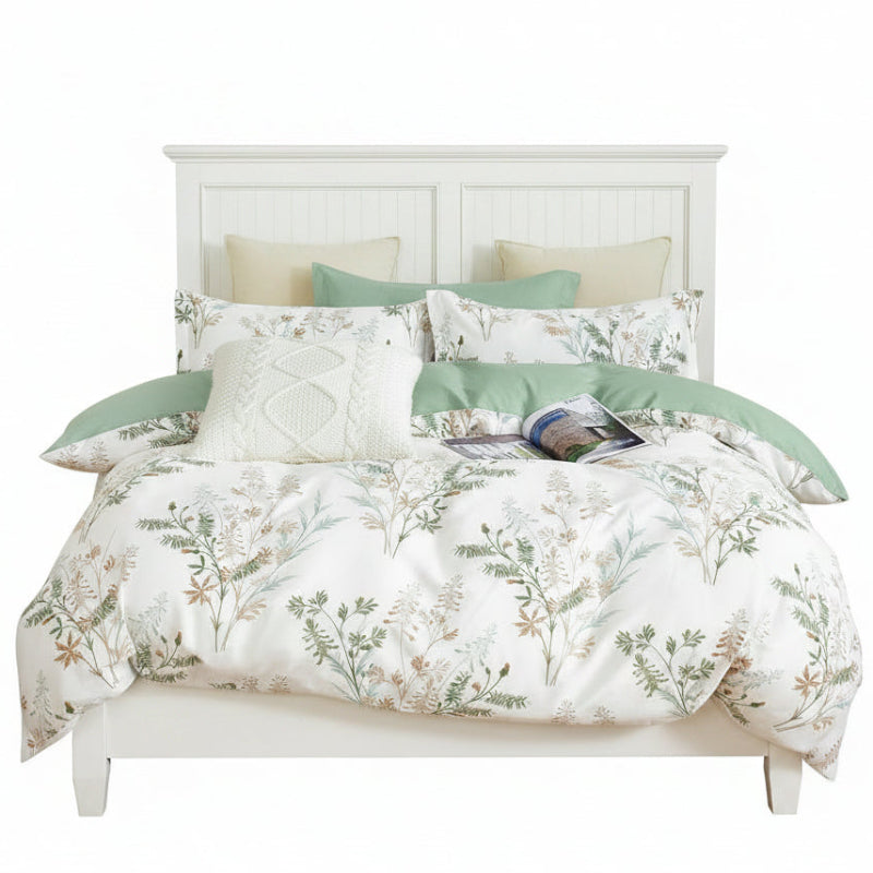 All Season Reversable 100% High Count Cotton Comforter Set - 3 piece Queen
