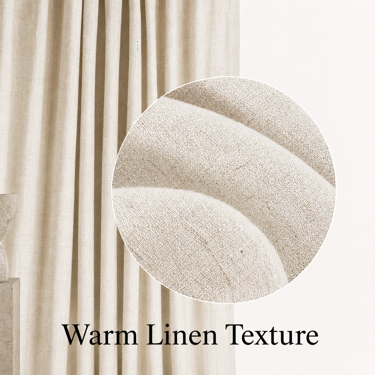 Insulated Linen-Look Full Blackout Curtains – Total Light Control, 2 Pc Set