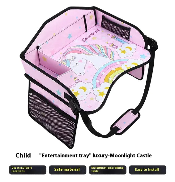 Kid's Car Seat Tray Table - Portable, Foldable and Mess-free