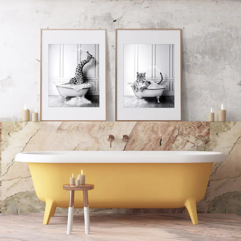 Personality Plus - Black and White Penguins, Giraffe & Tiger Canvas Wall Art