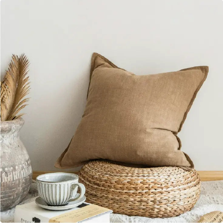 Linen Throw Pillow – Stylish Soft Cotton Filled Linen Blend Cushion