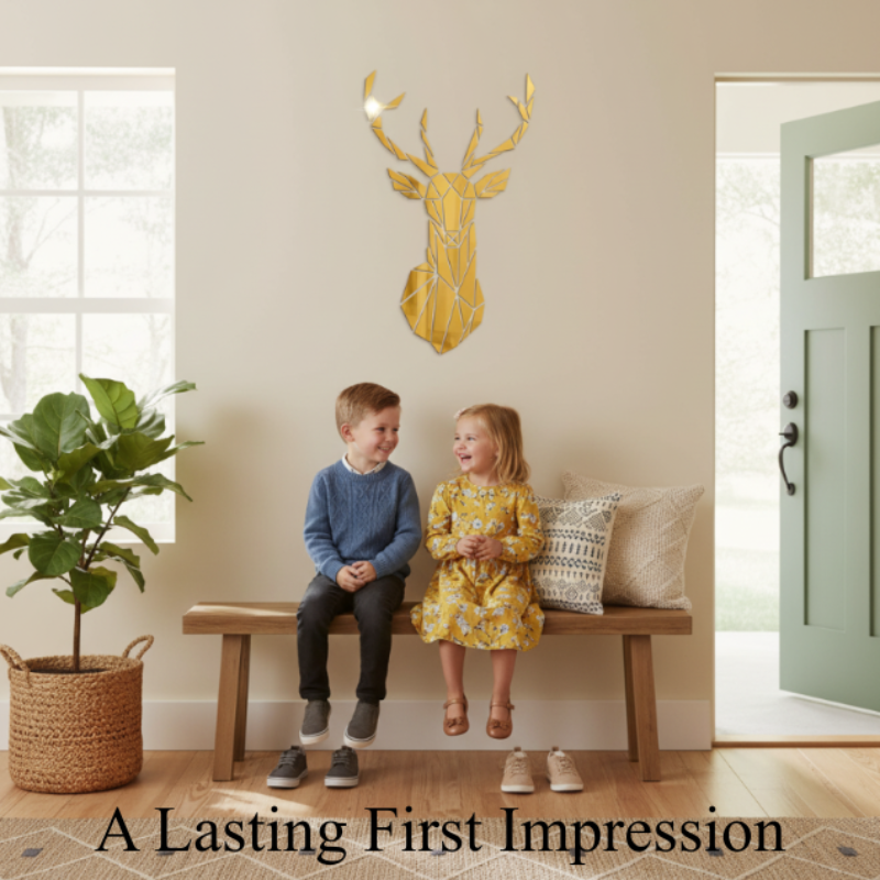 3D Acrylic Stag Wall Art – Stunning Self-Adhesive Scandinavian Decor