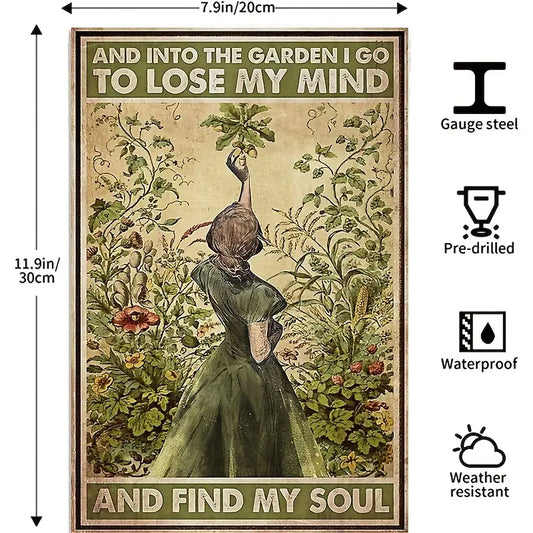 Retro Metal Wall Art - Into The Garden I Go