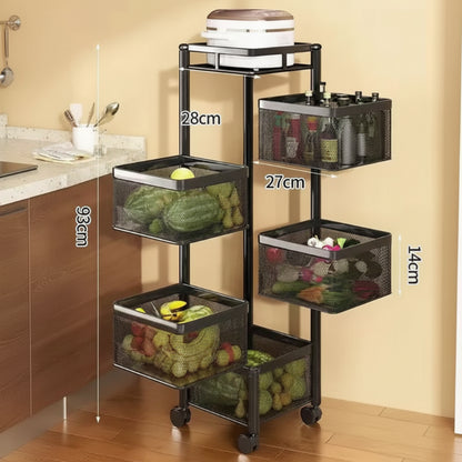 Rotating Basket Rack on Wheels – Stylish Storage That Moves With You