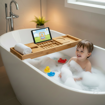 Bamboo Bath Caddy Shelf - Expandable Luxury