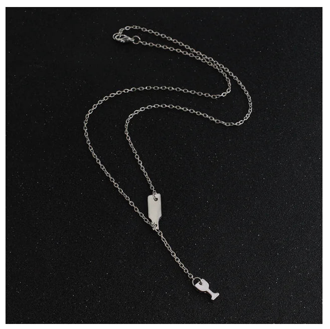 Wine Glass Pendant Necklace, Wine Bottle Charm
