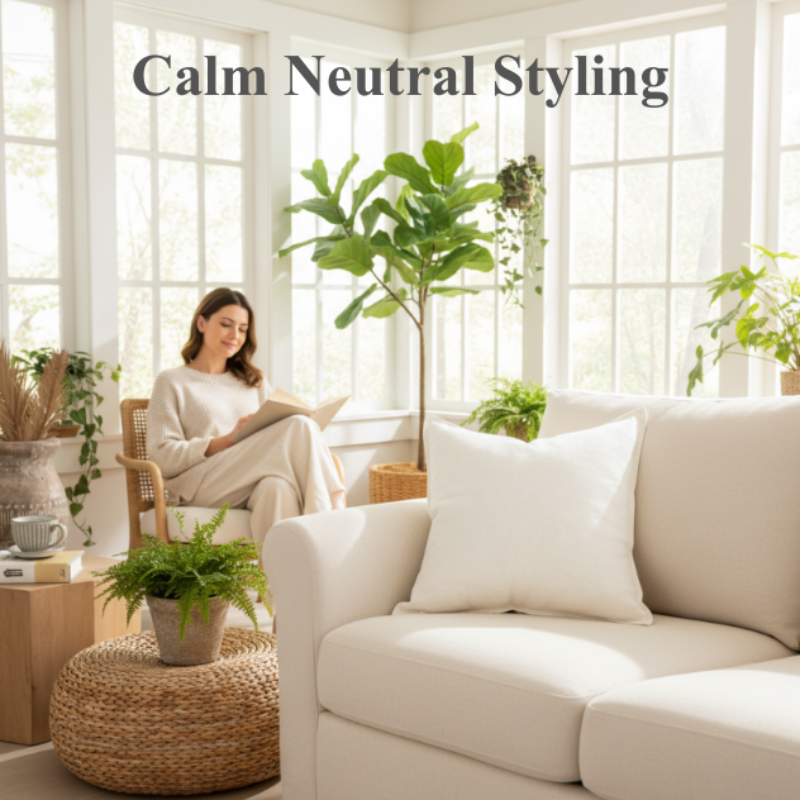 Linen Throw Pillow – Stylish Soft Cotton Filled Linen Blend Cushion