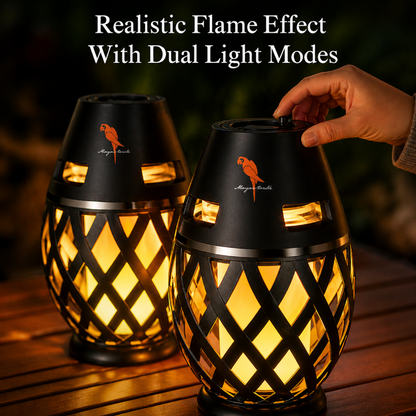 Tiki Torch Bluetooth Speakers - Flameless, Warm, LED Light, Set of 2