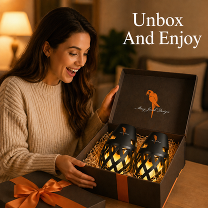 Tiki Torch Bluetooth Speakers - Flameless, Warm, LED Light, Set of 2