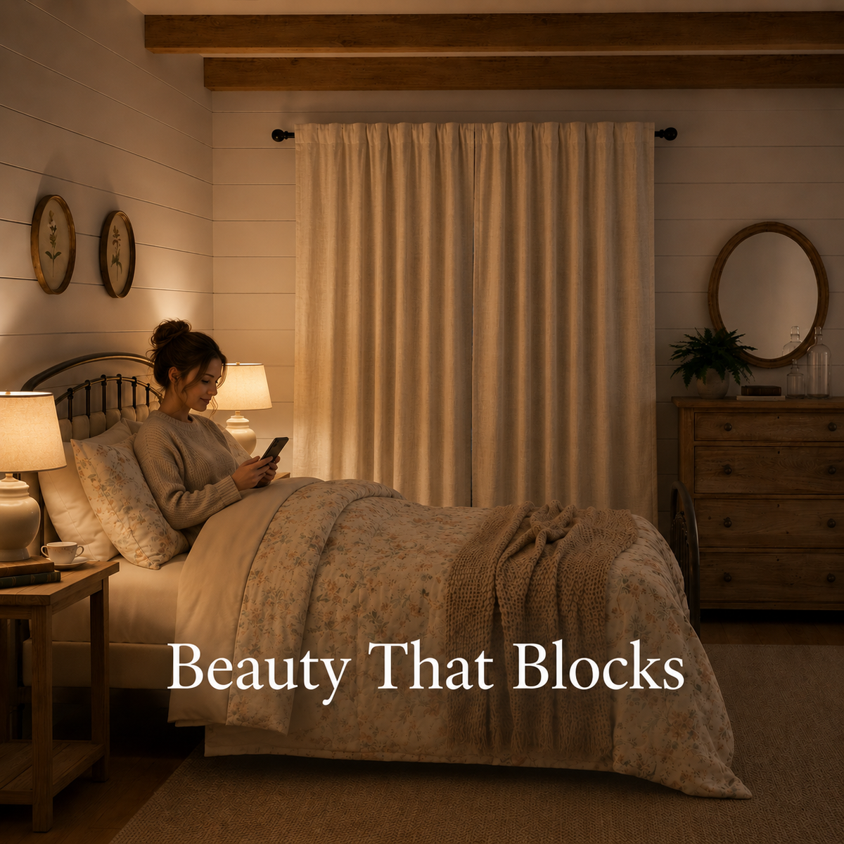 Insulated Linen-Look Full Blackout Curtains – Total Light Control, 2 Pc Set