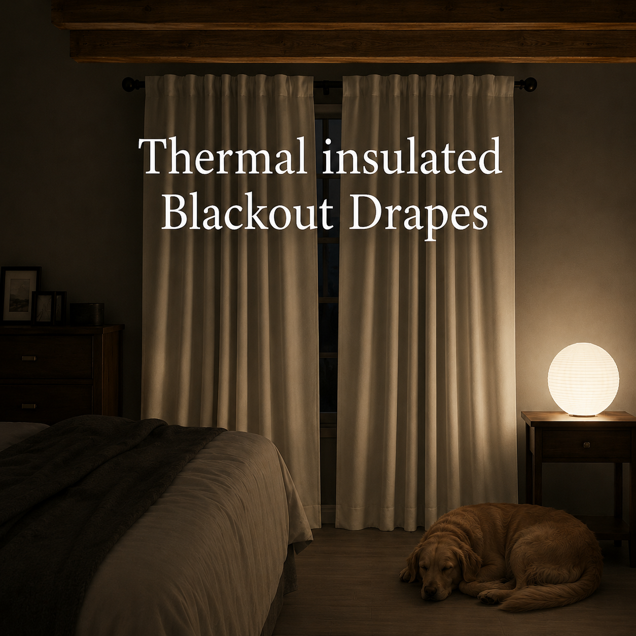 Insulated Linen-Look Full Blackout Curtains – Total Light Control, 2 Pc Set