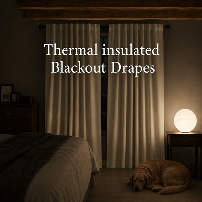 Insulated Linen-Look Full Blackout Curtains – Total Light Control, 2 Pc Set