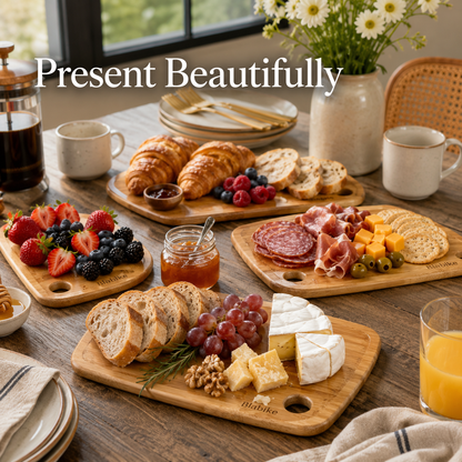 Premium 3 Pc Bamboo Cutting Board Set – Meal Prep, Cheese & Charcuterie