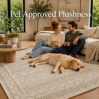 Alfombra de área bohemia marroquí – Belleza práctica en marfil y salvia de 1,22 m x 1,83 m