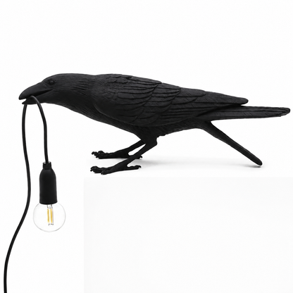Whimsical Black Crow Wall or Desk Accent Lamp