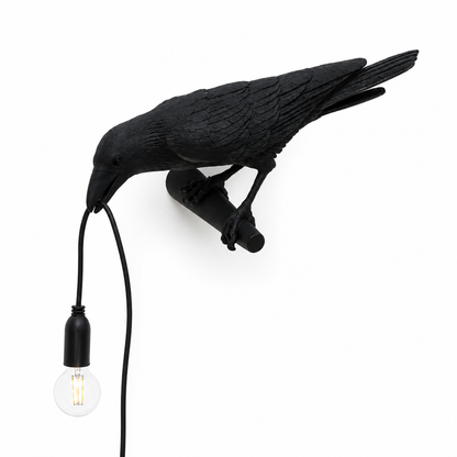 Whimsical Black Crow Wall or Desk Accent Lamp