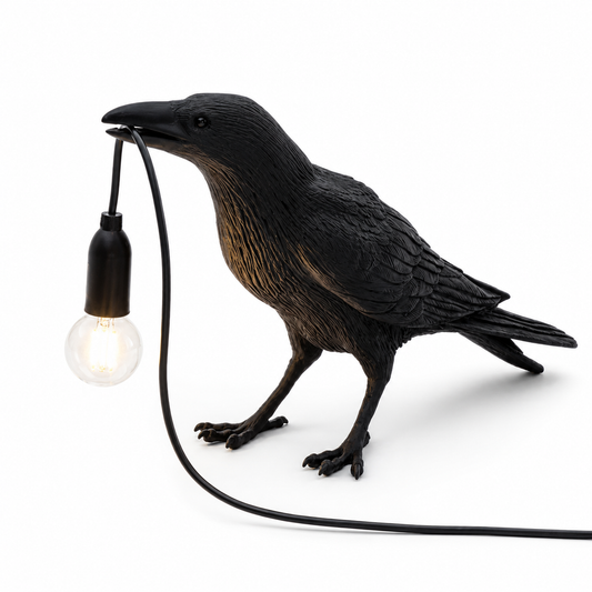 Lámpara Decorativa de Mesa o Pared Cuervo Negro Fantasioso