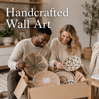Handcrafted Boho Wall Basket Gallery 9 pc Set – Natural Woven Wall Décor