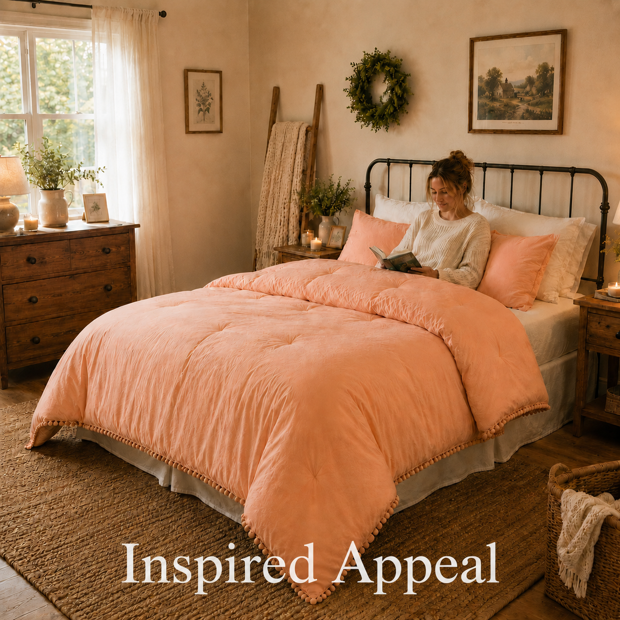 Bohemian Pom-Pom Comforter Set – Lightweight, Cozy All-Season Bedding