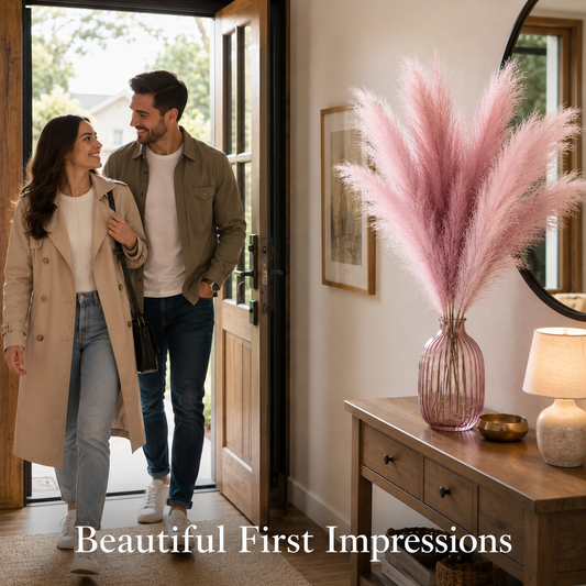 Blush Meadow: Set de 4 Ramos de Hierba de Pampas Artificiales de 109 cm de Alto