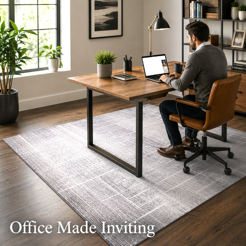 Grey Modern Comfort Abstract Area Rug 4x6 – Non-Slip Comfort
