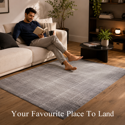 Grey Modern Comfort Abstract Area Rug 4x6 – Non-Slip Comfort