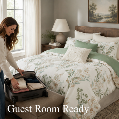 All Season Reversable 100% High Count Cotton Comforter Set - 3 piece Queen