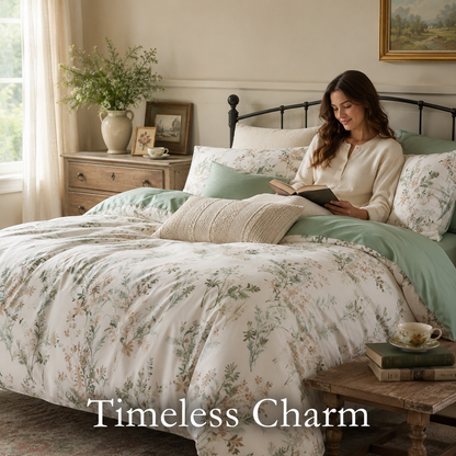 All Season Reversable 100% High Count Cotton Comforter Set - 3 piece Queen