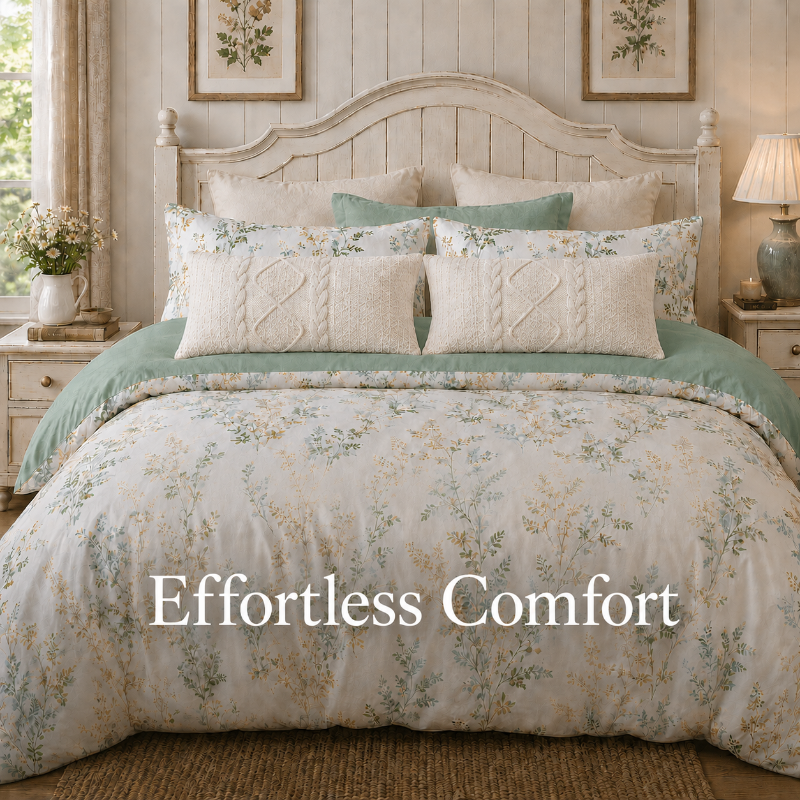 All Season Reversable 100% High Count Cotton Comforter Set - 3 piece Queen
